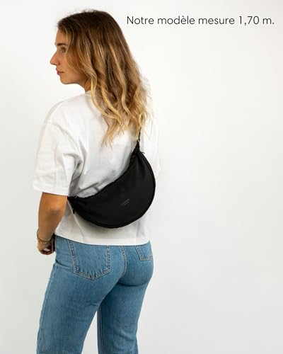 Sac Bandoulière LARKSON Femme Noir - Sac Banane Tissu Imperméable pour Voyage et Shopping - Solveig Small