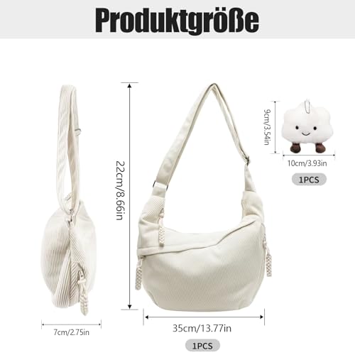 Sac Banane Femme Velours Côtelé Mode, Sac Banane Bandoulière Réglable pour Travail et Voyage, Sacs à Main Portés Épaule 