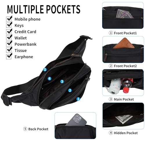 Sac GERIINEER Banane Homme Femme Sécurité Ville Voyage Outdoor Sport Sacoche Ceinture Course