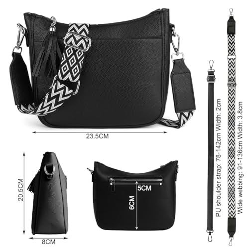 Sacs Bandoulière Femme URAQT, Sac Main Modeavec 3 Comp., Sangle Réglable, Elegant Pour Voyage & Travail.