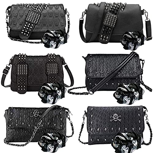 Sac Puyang gothique femme tête de mort, vintage punk noir écharpe A2 Medium